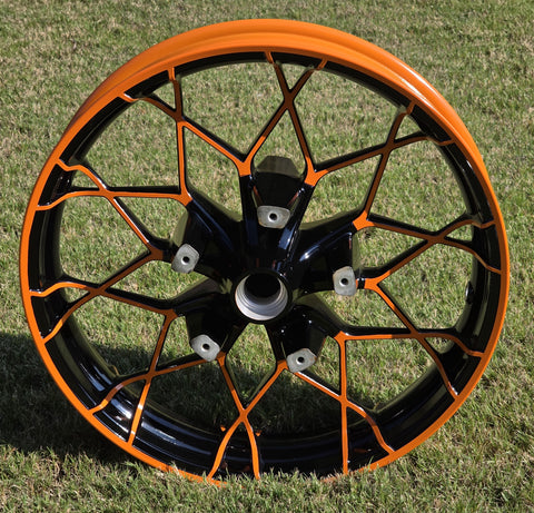 Harley Davidson Prodigy Front Wheel - Gloss Black with Orange Highlights